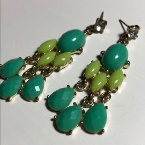 Aqua and chartreuse mixed stone statement earrings
